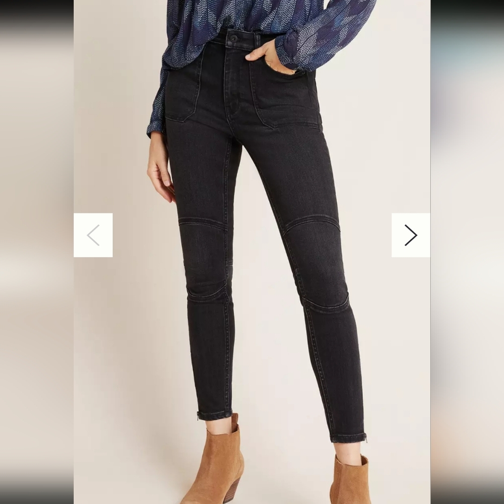 NWOT We the Free Black Skinny Jeans Women's Pants Zip Sides High Rise Jeggings